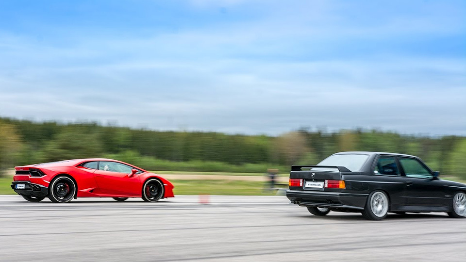 Lamborghini Huracan срещу BMW M3 на пистата (ВИДЕО)