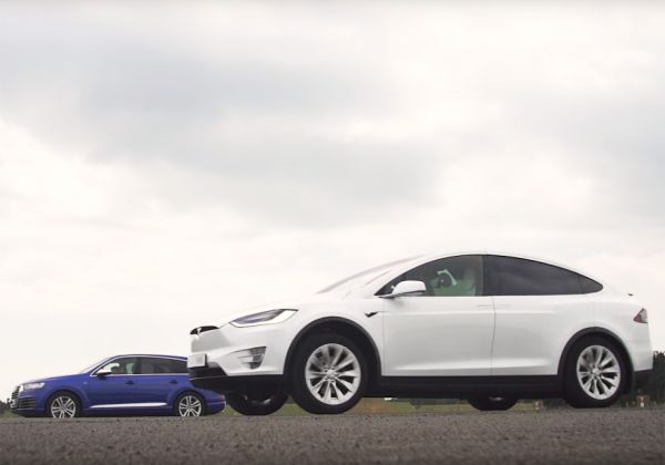 Tesla Model X срещу Audi SQ7 на писта (ВИДЕО)