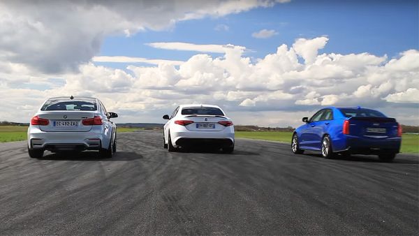 Alfa Romeo Giulia, BMW M3 и Cadillac ATS-V се сбориха на пистата (ВИДЕО)