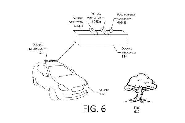 Amazon патентова дрон за зареждане на автомобили Amazon патентова дрон за зареждане на автомобили