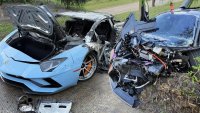 Сблъсък унищожи две суперколи на Lamborghini 