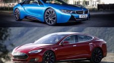 Върховата Tesla срещу BMW i8