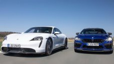 BMW M8 срещу Porsche Taycan в дуел на пистата