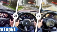 Вижте как Mercedes-AMG E 63 S, BMW M5 и Audi RS7 водят спор с пълна газ (ВИДЕО)