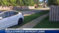 Собственик на Tesla съсипа чужда ливада, за да краде ток