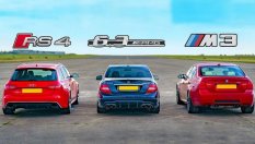 Класика: Audi RS4, BMW M3 и Mercedes-Benz C63 AMG един срещу друг на писта