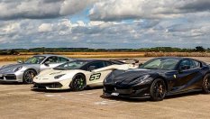 Ferrari 812 и Aventador SVJ срещу новото Porsche 911 Turbo S