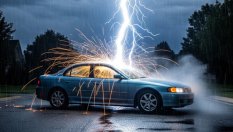 Кога шофьорът и пътниците са застрашени при удар от мълния?
