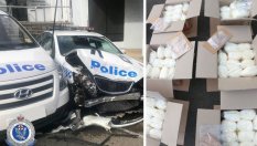 Карък на годината - пълен с дрога ван удари полицейска кола
