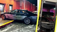 Шофьор разби магазин, отвори си уиски и запали пура, докато чакаше полиция