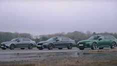 Нова битка на титаните - Audi RS6, BMW M5 и Mercedes-AMG E63 спорят на дъжд