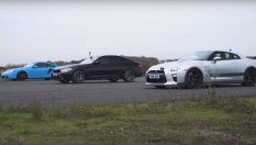 Битка между BMW M5, Porsche 911 Turbo и Nissan GT-R (ВИДЕО)
