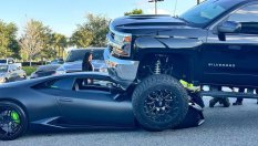 Като на филм &ndash; пикап прегази Lamborghini и дори не разбра