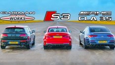 Три спортни компактни коли в спор на пистата