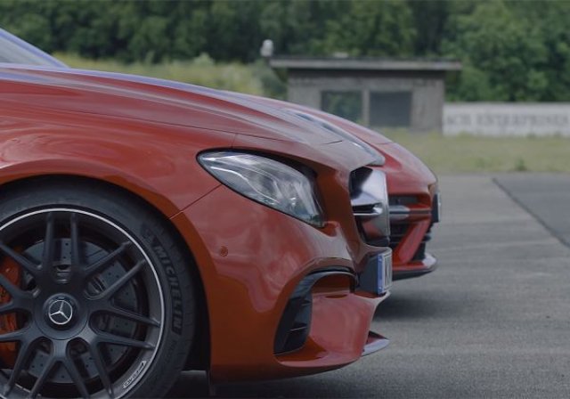 Mercedes-AMG E 63 S срещу Porsche Panamera Turbo на пистата (ВИДЕО)