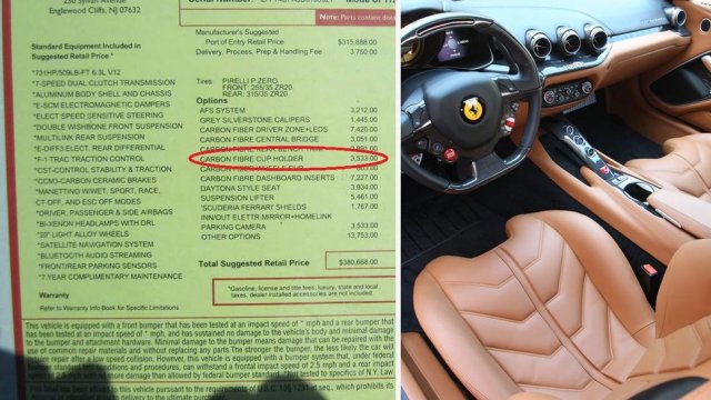 Ferrari предлага карбонова поставка за чаша за 3533 долара