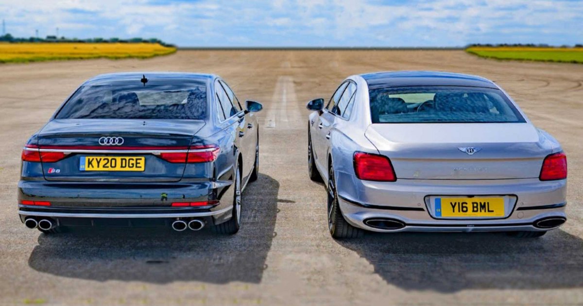 Audi S8 и Bentley Flying Spur спорят на пистата - AУТОМЕДИЯ