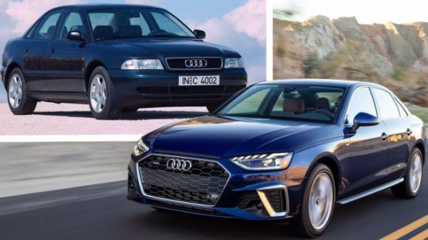 За разлика от много автомобилни производители, Audi никога не е изоставил официалната решетка на радитора през 90-те години. Подобно на BMW и неговите 5-Series (E36 и E39) конкурентът от Инголщад разшири решетката до линията на бронята, както е популярно по това време. И въпреки това, може да се види разликата в големината на този детайл при A4 от 1995 г. и сегашното A4.