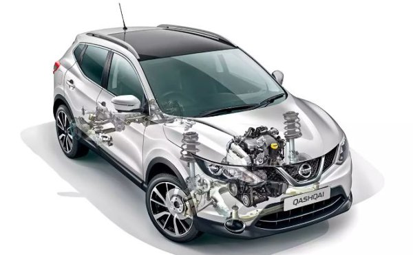 Окачването е фундаментално същото - McPherson отпред, многораменна схема с раздалечени пружини и амортисьори отзад. Бензиновите атмосферни мотори от предишния модел X-Trail (T31) бяха модернизирани. 

Двулитровите версии могат да бъдат и с предно задвижване, останалите - само със свързан заден мост (чрез електромагнитен съединител в блок със задна скоростна кутия). 