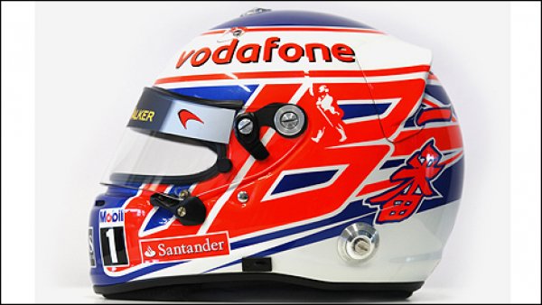 <p>Шлемовете и номерата на пилотите, които стартират в първото състезание от Формула 1 за 2012 година<br /><br />4. Дженсън Бътън &ndash; Вбр - McLaren</p><p>&nbsp;</p>