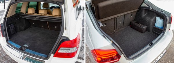 Дотук с мита, че кросоувърите предлагат повече пространство. В теста на ZR багажникът на GLK е с вместимост едва 272 литра - доста посредствено. От друга страна, в Polo той събира 464 литра. Все пак да отбележим, че изданието измерва багажните обеми по своя собствена методика, пренебрегвайки официално обявените данни. 
