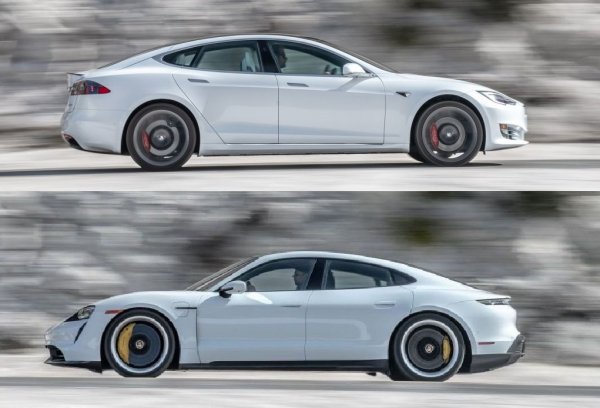 На пръв поглед не изглежда честно да се сравнява модел от 2019 година като Taycan с модел от 2012. Но тъкмо това е едно от главните предимства на Tesla според създателите й - както казваше Илон Мъск, това не е кола, а компютър на колела, който може да се ъпдейтва дистанционно, когато е нужно. Model S от 2019 има и някои хардуерни промени спрямо предшественика си от 2012, начело с по-голямата батерия. Тестваната кола е с последния Raven ъпдейт. 
Дълги години Model S беше без конкуренция в сегмента на луксозните електромобили. Но сега Taycan, с неговите 83.7-киловатчасова батерия, 260 км/ч максимална скорост и 761 конски сили максимална мощност, изглежда сериозен съперник. 
