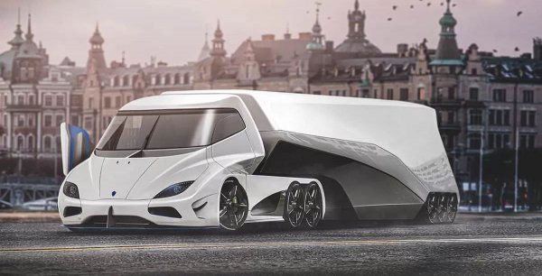 Дизайнът на камиона Koenigsegg е един от най-поразителните и ефектни. Той има предната част на модела Agera. Художниците от Fleet Logging са се постарали да запазят кръглото предно стъкло на Agera и максимално да намалят окачването. А вратите са напълно невероятно хрумване!