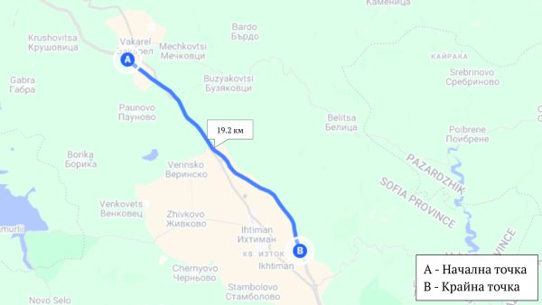 От 11-те отсечки с капани за скорост, тази вероятно е най-натоварената - и една от най-дългите. Засичането започва от 24-ия километър на магистрала "Тракия", близо до отбивката за Вакарел, и приключва на 43-ия километър, малко след мотел "Ихтиман". 
Засичането се извършва и в обратната посока, към София. 
