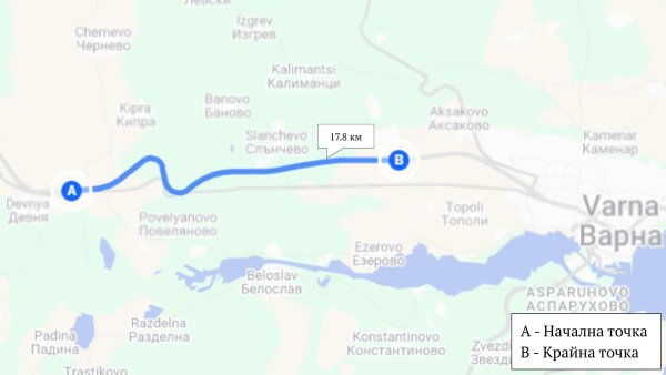 Контролът на скоростта по пътя към Варна продължава с участъка Девня - Игнатиево, от 399-и до 418-и километър на магистрала "Хемус". Работи двупосочно. 
