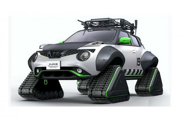 В основата на този концепт не е някаква фантазия за бъдещето, а съвсем материалният Nissan Juke. Само че модифициран до абсурдни пропорции. Харесват ни триъгълните "колела". 
