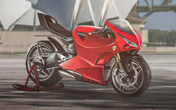 Мотоциклетът Ferrari изглежда по-удобно. Дизайнът му е базиран на суперколата F8 Tributo. Марката се познава и по черните и червените цветове, както и по характерни криви, пренесени в обтекателя. Иска ни се този мотор да има 12-цилиндров двигател! 