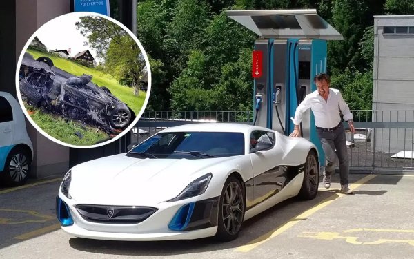 Прочутият британски телевизионен водещ на Top Gear - Ричърд Хамънд, загуби контрол над хърватския електрически суперавтомобил Rimac Concept One по време на снимки в Швейцария - колата излетя от пътя, преобърна се и се запали.
