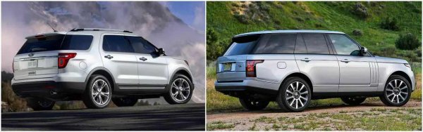 Ford Explorer прилича на Range Rover, което се вижда най-добре по наклонения заден надвес, характерните светлини, черните колони на каросерията и хромираната лайсна на капака на багажника. Ford обаче беше собственик на британската компания.
