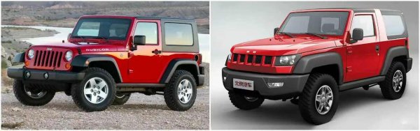 Това да не би да е модификация на Jeep Wrangler? Съвсем не, разбира се. Всъдеходът вдясно е произведение на китайската марка BAW, собственост на концерна BAIC. Нарича се BJ40.
