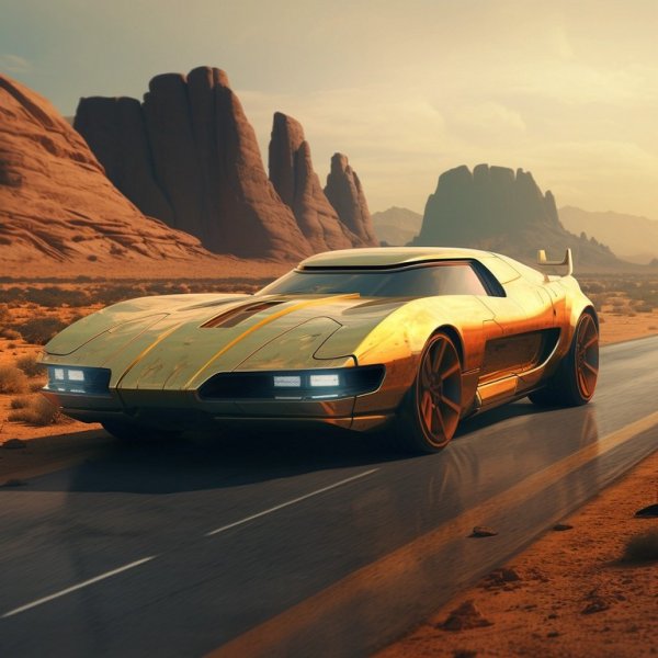 Визията на Midjourney за след четвърт век обаче вече доста се отличава от тази на хората. Вместо заоблени, закръглени форми, тази кола има ъгловатите очертания на суперколите от 80-те години. Изглежда по-скоро ретро, отколкото футуристична. Но пък и тенденцията към ретродизайн става все по-силна, така че може ИИ да е прав в случая. 
