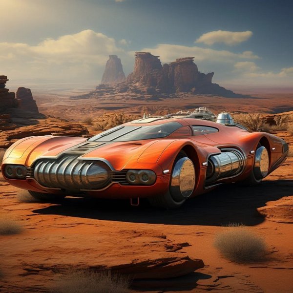 Тази кола вече е не само футуристична, но и изглежда като изляза от някоя апокалиптична фантастика. Разполага с реактивни двигатели и вероятно е способна да развива фантастични скорости. Но за сметка на това си остава сравнително малка и компактна. За разлика от хората, предвиждащи, че в далечното бъдеще колите ще се превърнат в многофункционални пространства, ИИ очаква те да си останат преди всичко коли. 
