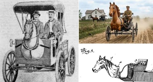 Гениално изобретение от зората на автомобилната ера. Идеята била такава: купувате си дървена имитация на конска глава и я прикрепяте отпред върху автомобила си, за да не се плашат от него истинските коне. Добре, че не са помислили и как да не се плашат децата.