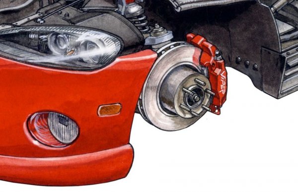 Заради липсата на ABS, инженерите "натягат" по-сериозно предните спирачки, с идеята колата да се движи направо докато спира. "Така беше на теория. Но трябваше да ги видите (инженерите) какво ще ударят като се опитват да спрат - просто проклетата кола не искаше да спира. Единствено можеше да "смачка" предните гуми", заключава Уудхаус.