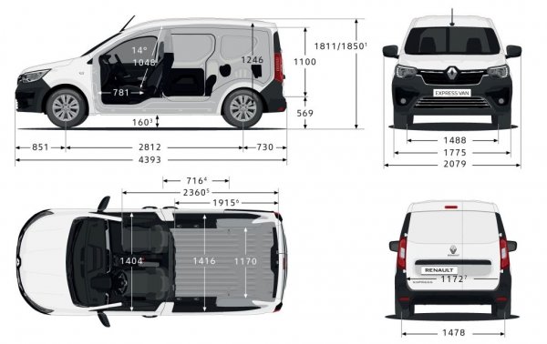 Новата кола е с минимално увеличени размери спрямо Dokker - с 3 сантиметра по-дълга (общо 4.39 м) и с 2.5 см по-широка (1.775 м). Височината остава същата - 1.85 метра. Пътният просвет е 16 см. 
