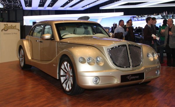 Марката Bufori, основана в малайзийската столица Куала Лумпур от група австралийци с ливански корени, всъщност идва от сложно съкращение: B - Beautiful, U - Unique, F - Funtastic, O - Original, R - Romantic, I - Irresistible. Но ако хвърлите един поглед към върховия им модел Geneva, ще се запитате дали Butafori не би било по-подходящо. Тази луксозна лимузина има 6.4-литров V8 Hemi от Chrysler и може да бъде оборудвана с кафе машина, китайски чаен комплект, хладилник и овлажнител за пури. Всичко това е чудесно, но ни най-малко не оправдава външния й вид. 
