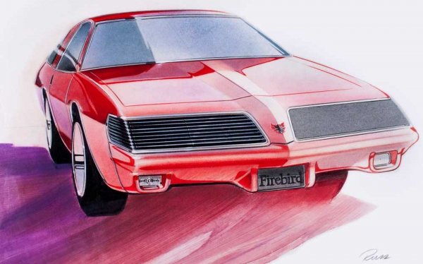 Оригинална рисунка на Русинов, послужила като основа за третата генерация Firebird и Trans Am