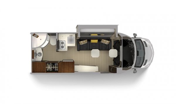 Дължината на машината е 7.3 метра, но вътрешното й пространство се променя в зависимост от това дали Atlas се движи, или е спрял. Работата е там, че двете стени могат да се плъзгат навън, когато кемперът е паркиран, и осигуряват размерите на компактен апартамент. 
