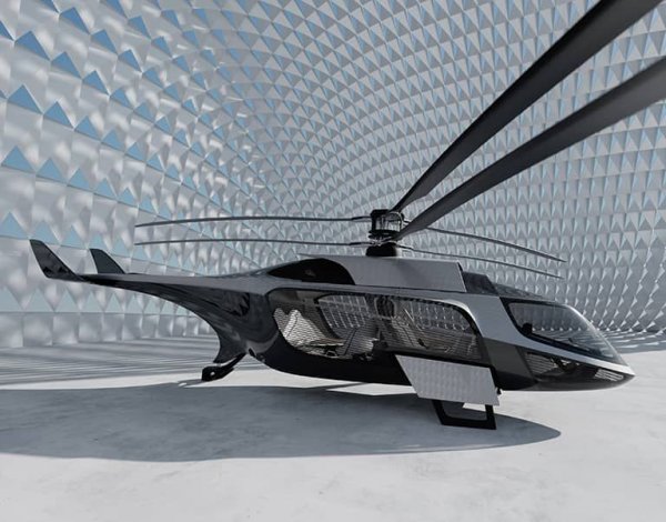 Дизайн за пълноразмерен хеликоптер с модерната система с коаксиални ротори - съчетание от динамичен външен вид и луксозен интериор.

