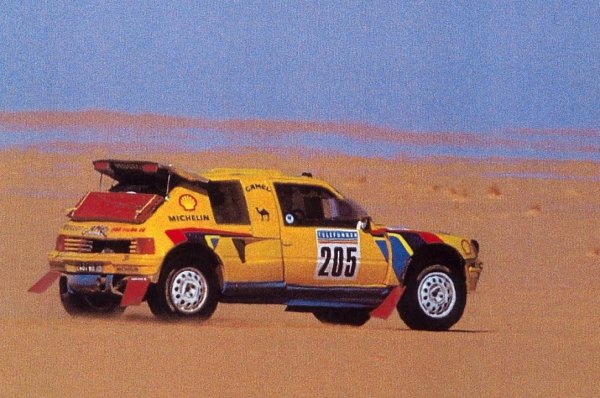 Шасито бе допълнително подсилено и удължено с 30 см, за да вмести 350-литровия резервоар. Двигателят порасна до 1905 куб. см, и дори с настройки като за нискооктановите горива в Африка пак развиваше 350 конски сили. Окачването бе подсилено и повдигнато, бяха добавени две резервни гуми - на покрива и на задния капак. През 1987 трите такива автомобила спечелиха 10 етапа в Париж-Дакар, както и крайната победа. През 1988 Peugeot пусна в боя и новото 405 T16, но множеството технически проблеми с него отново разчистиха терена за нова победа на 205 T16.
