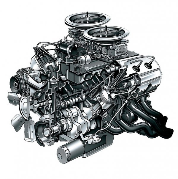 Последните бройки от истинският V8 HEMI са произведени през 1971 година (сегашните мотори от семейството нямат нико общо), но дори 30 години след това този двигател е люмибата играчка на любителите на драг-рейсинга. Агрегатът се появява през 1964 година в сериите NASCAR, като е идеалния образец на състезателен V8. Работният му обем е 7,0 литра, като развива 425 к.с. и не използва сложни технологии.

За разлика от конкурентите камерата за изгаряне е полусферична (оттам идва и името HEMIspherical), като това позволява да се оптимизира процеса. Освен това моторът е много здрав, за да издържа огромните натоварвания, но и тежи повече от всеки друг V8 от този период - над 400 кг. Това обаче не му пречи да печели убедително състезанията, в които участва. Появява се и на стандартни автомобили, като са произведени 11 000 бройки от модели на Dodge и Plimouth. Проблемът е, че въпреки примитивната си конструкция, е много скъп.
