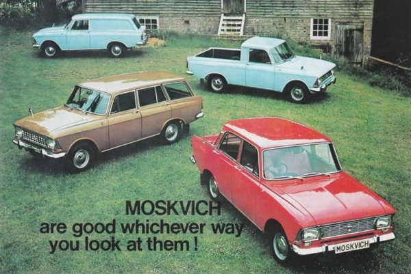 Инвестицията в спортни състезания, особено маратонски ралита, започва да се изплаща в началото на 70-те и Москвич започва да продава по 3500 коли годишно на британския пазар (независимо, че 412 е на практика на същата цена като местния Morris Marina например). Специално за британския пазар е направен и лекотоварният Москвич-434. 
През втората половина на 70-те обаче, след петролната криза, съветският автомобил вече е твърде старомоден и неикономичен, и продажбите падат драстично. 
