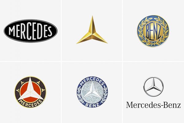 Днешната компания е рожба на сливането на някогашните фабрики на Карл Бенц и Готлиб Даймлер. Първото лого на Mercedes е елипса, като при толкова други компании. Трилъчата и четирилъчата звезди са любими символи на Готлиб Даймлер, но са въведени в логото на компанията едва след смъртта му от неговите синове Паул и Адолф. Вариантът с три лъча се харесва повече и в крайна сметка оцелява. 
