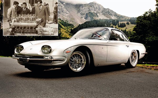 Както и Ferrari, Lamborghini слага V12 двигател още в първия си автомобил. Това става през 1964 година в модела 350GT, като се използва 3,5-литров агрегат, дериват на този от спортен прототип, конструиран от Джото Бизарини. Моторът е модифициран от екип, воден от Джан Паоло Далара.

Lamborghini продължава да развива и използва двигателя много години. Според някои, дори моторът на Diablo от 1990 година не е нов, а е доразвита версия на оригинала, тъй като има доста сходства с версията от 60-те години.