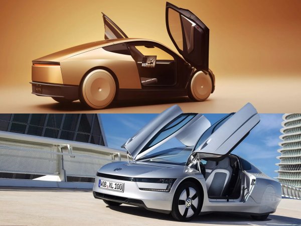 Друга ключова характеристика на Tesla Cybercab и VW XL1 са техните врати тип "крила на пеперуда", които допринасят за тяхната футуристична стойка. Освен охлаждащия фактор, дизайнът улеснява пътниците да влизат и излизат от салона, особено в ниски превозни средства. Ето защо обикновено виждате такива нетрадиционни механизми на вратите на суперавтомобили и хиперавтомобили, а не при SUV, с изключение на Tesla Model X.

XL1 прави стъпка напред, като включва части от покрива в дизайна на вратата, което е необходимо предвид ултра ниската му височина от едва 1153 мм. Въпреки че Tesla не е публикувала подробни спецификации за височината на Cybercab, прототипите изглеждат значително по-високи от XL1, което прави този стил на вратата повече направен заради форма, отколкото за функционалност.
