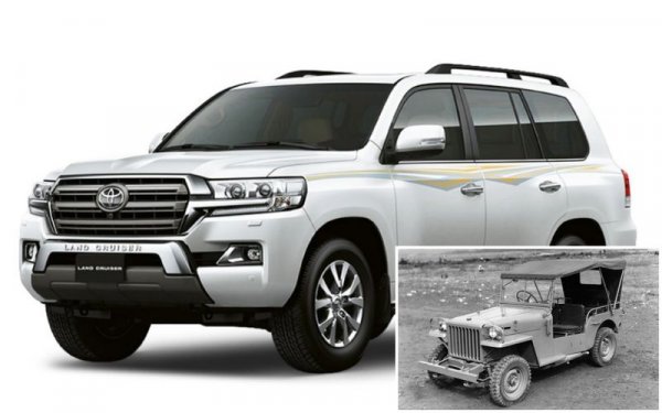 Популярната Toyota Land Cruiser също е резултат от Willys. Първата открита версия на модела е на рама, като има 6-цилиндров двигател с 82 к.с., 3-степенна скоростна кутия и раздатка без  демултипликатор. 

Съвременният огромен и комфортен Land Cruiser с мощни бензинови и дизелови двигатели запазва рамата, като е с непрекъснато задвижване на четирите колела, понижаващи предавки и блокировка на междуосевия диференциала. Трансмисията предлага няколко режима на работа, а пътният просвет е напълно приличен - 188 мм.
